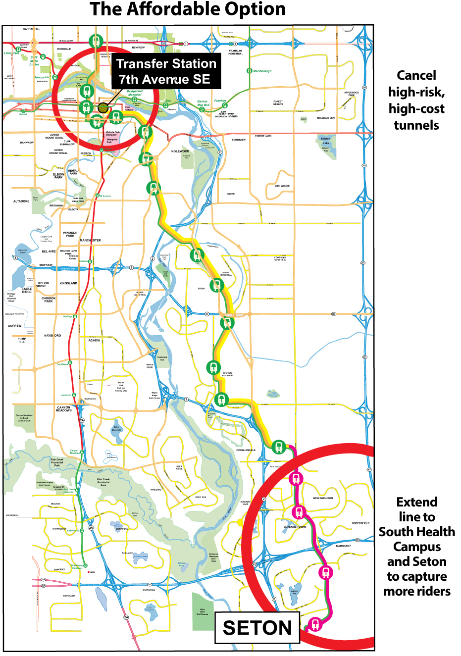 map: Extendline to<br />
South Health Campus<br />
and Setonto capture more riders