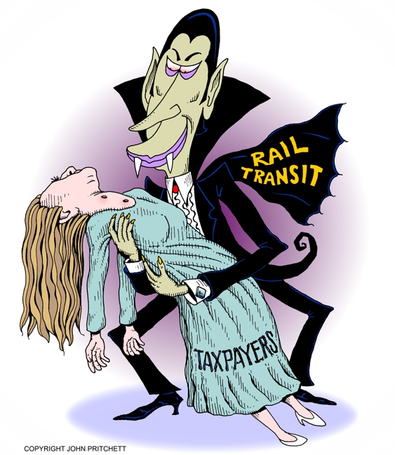 Editorial Cartoon: LRT and vampire<br />
Copyright  John S. Pritchett